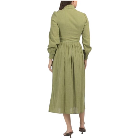 LUNA SKIES Cotton Crinkle Tie Front Midi Dress - Picture 2 of 2